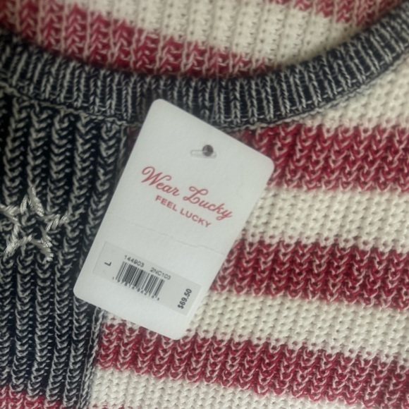 Lucky Brand “American flag” Red and White Striped plus blue with stars Knit vest - Picture 8 of 9